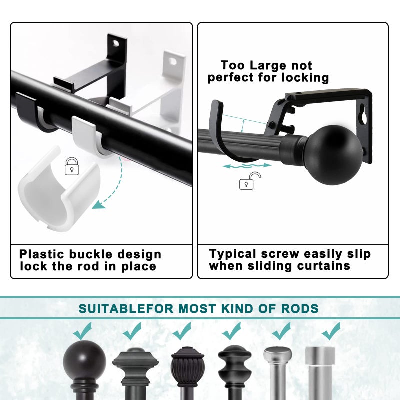 Gudui 3 Pack Curtain Rod Bracket, Heavy Duty Curtain Rod Holders Hooks Curtain Brackets Hangers Hardware for 1 to 1-1/5 Inch Drapes Rod - Image 4